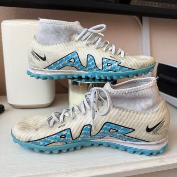 Nike Zoom Mercurial Superfly 9 White Turf Cleats Men's/ Big Kids Size 6.5 - Picture 2 of 5